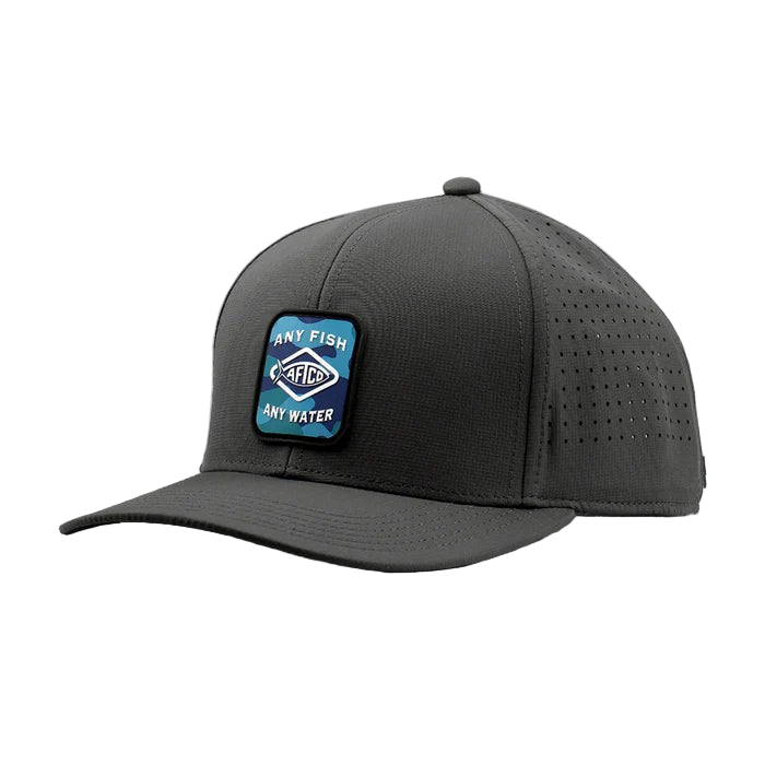 AFTCOAftco Flippin Tech Hat - HatsGray cap with a blue patch on a white backgroundMC3026 - CHR