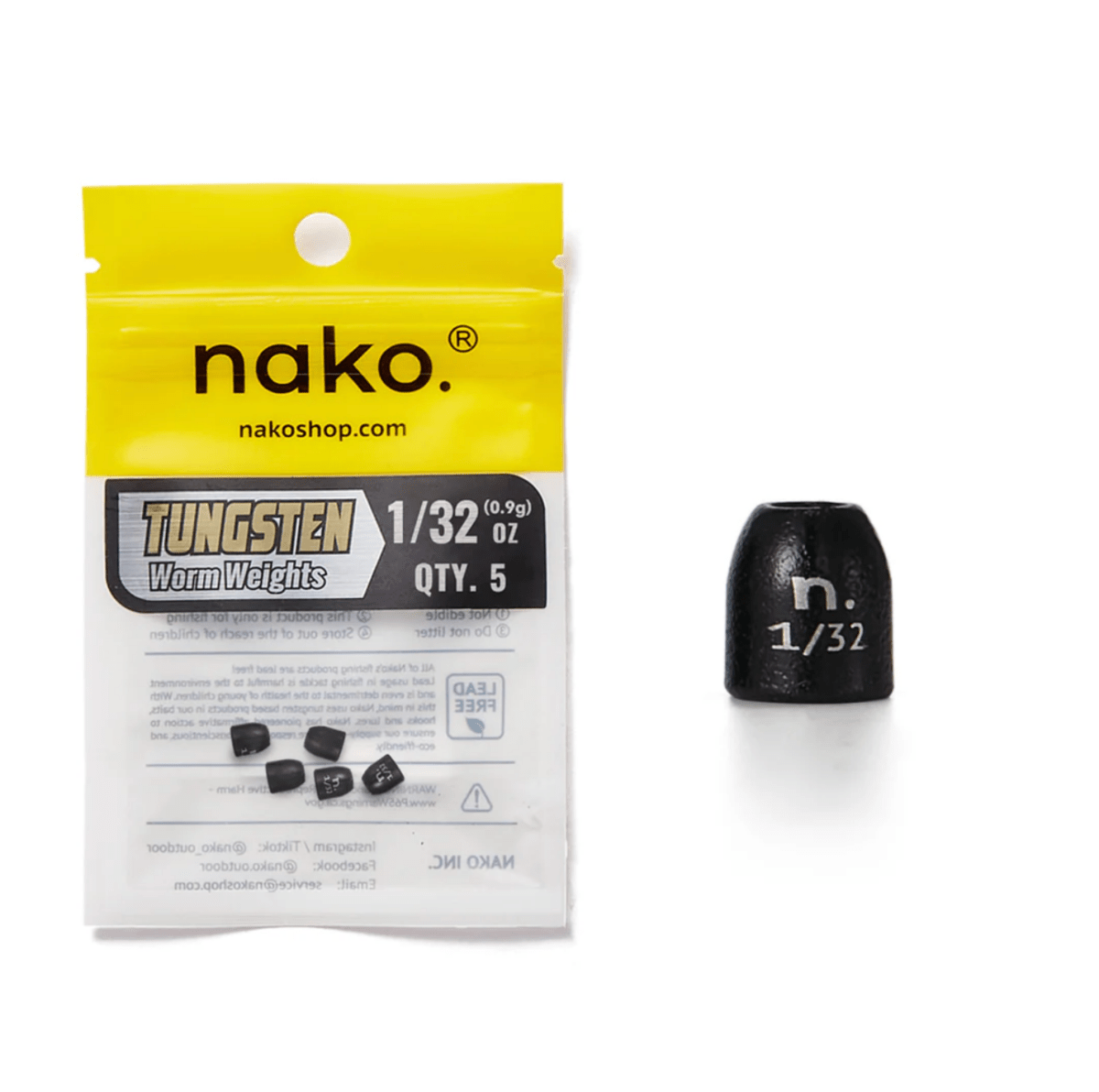 NakoNako Tungsten Worm Weights - Tungsten WeightsNako tungsten worm weights packaging with a single weight on a white backgroundWWW1 - 16 - 5P - BK
