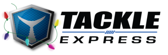 tackle express logo wrapped in holiday lights