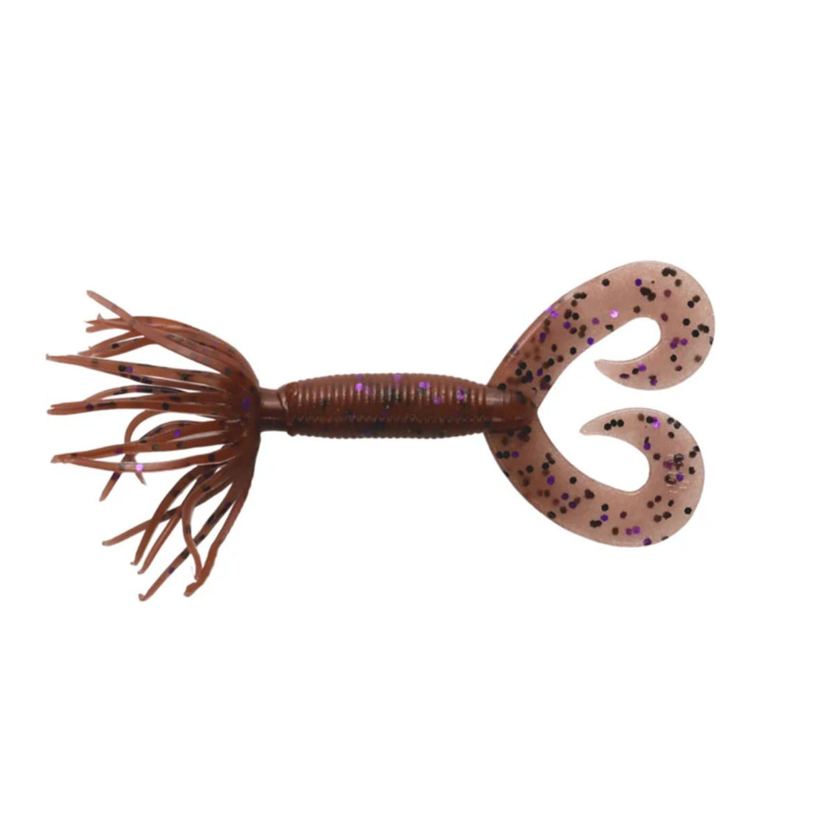 YamamotoYamamoto Double Tail Hula Grub - Spider JigsCinnamon Black Purple Flake YAM - HULA25 - 10 - 221