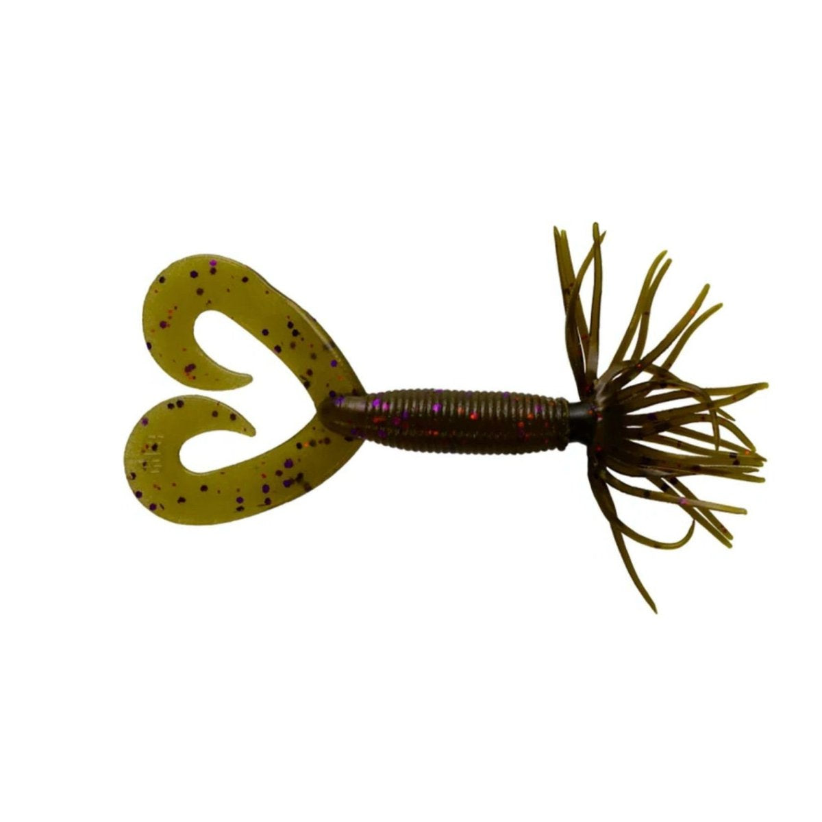 YamamotoYamamoto Double Tail Hula Grub - Spider JigsGreen Pumpkin Purple Copper FlakeYAM - HULA25 - 10 - 330