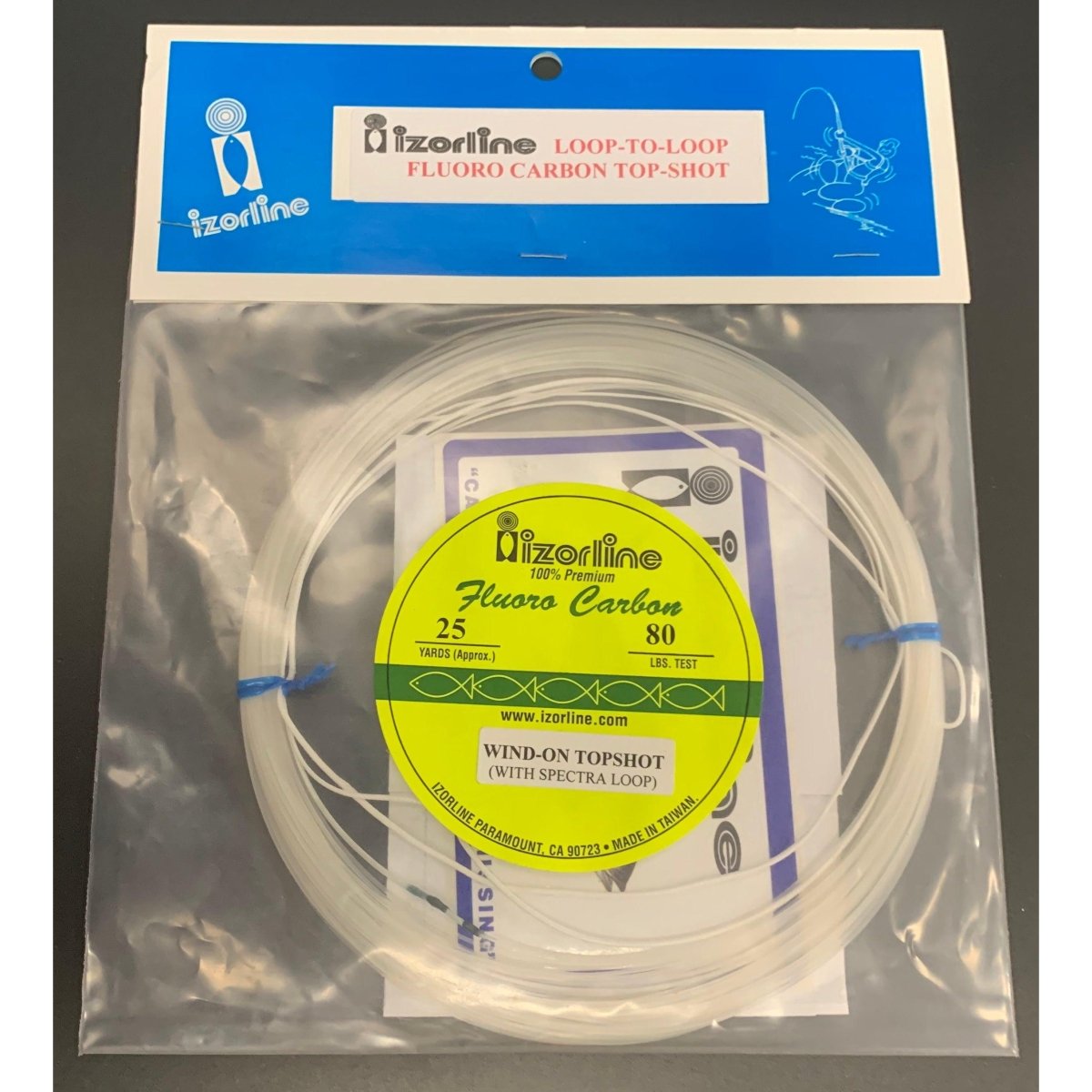 Izorline Fluorocarbon Wind-On Top Shots Line 25yds. 100lb Fluorocarbon Wind-On Spectra Loop