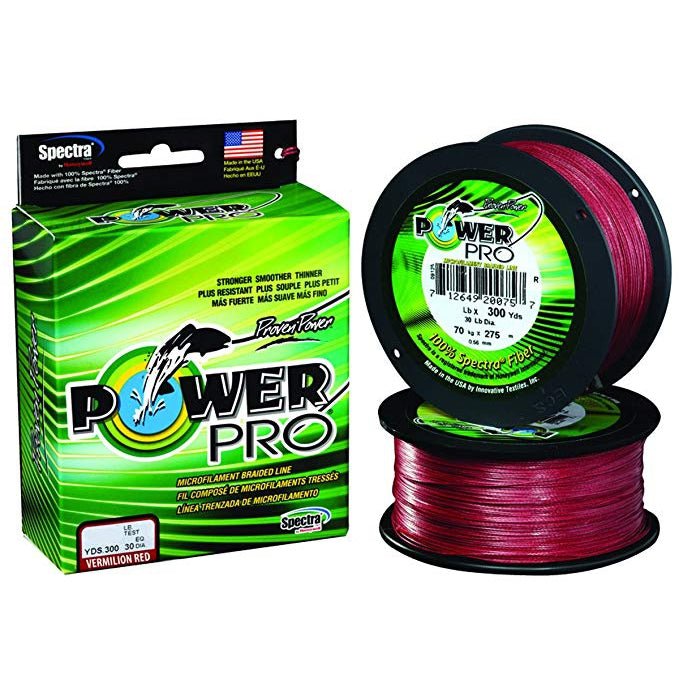 braided fishing line pros and cons Power Pro Spectra Braided Line Vermillion Red 300 Yards