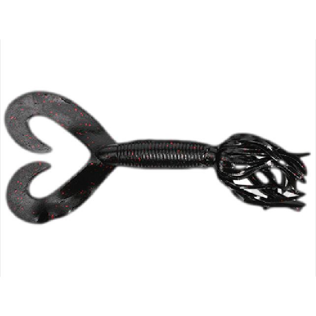 YamamotoYamamoto Double Tail Hula Grub - Spider JigsBlack w/ Small Red FlakeYAM - 97 - 10 - 176