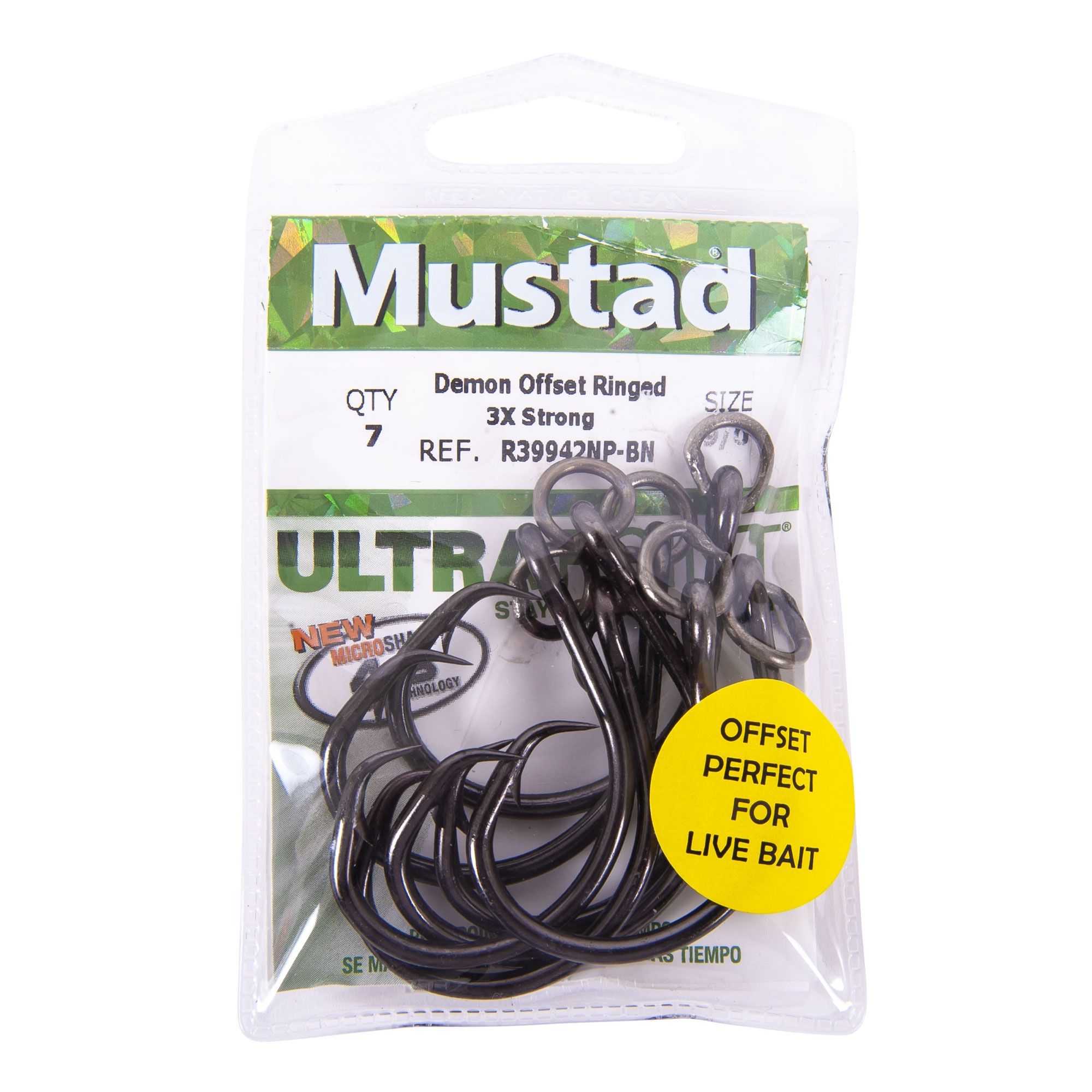 Mustad 3X Demon Perfect Circle Ringed Hook R39942NP-BN