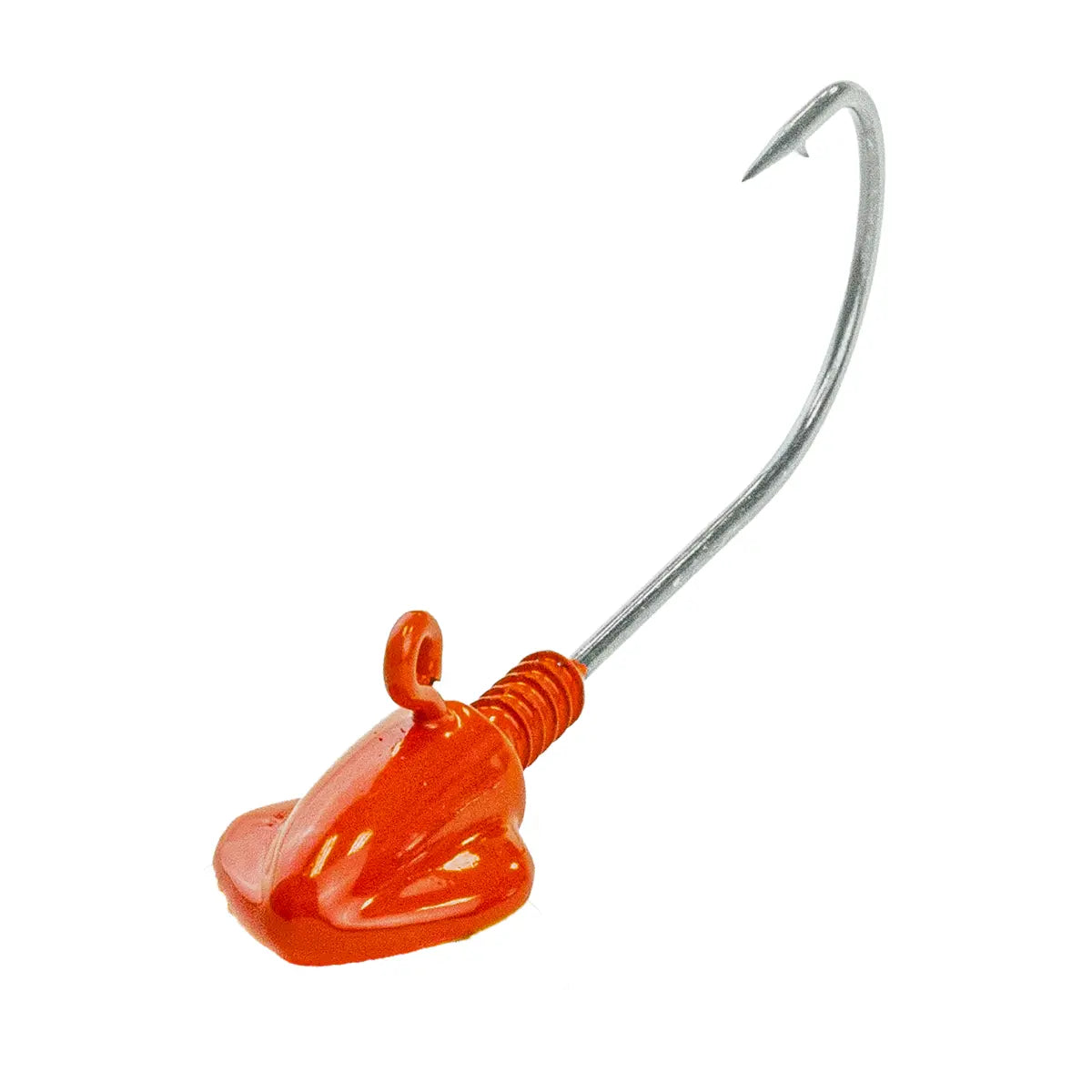 A winged leadhead with a red body and a silver metal 8/0 hook, shown on a plain white background.