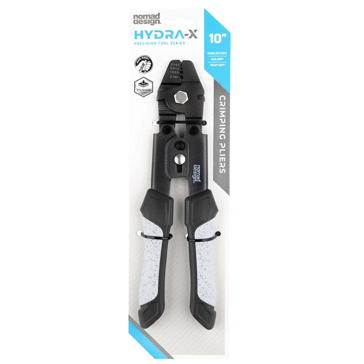 Crimping pliers with packaging on a white background