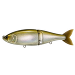 Swimbait Republic Glideway 236 side view with olive-gold back, silver sides, sculpted gills and brown forked tail.