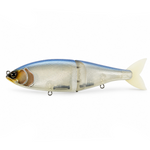 Swimbait Republic Glideway 236 side view with blue back, translucent pearly sides, visible internal weights and pale tail.