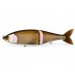 Swimbait Republic Glideway 236 side view with dark back, bronze sides, pale pink gill plate and brown forked tail.