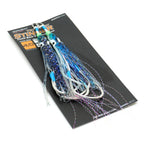 Blue and white fishing lure on a black card with Ocean's Legacy logo
