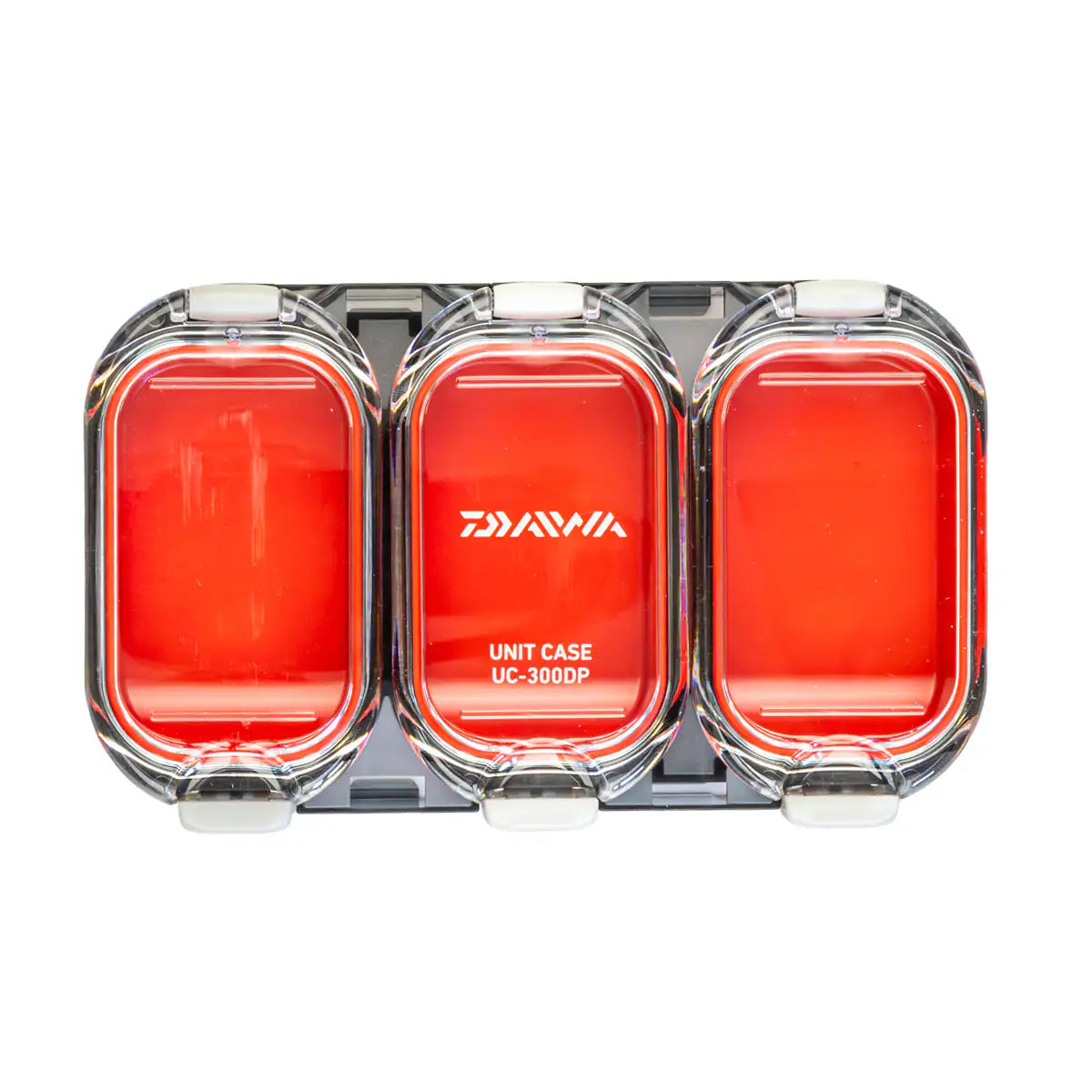 Red fishing lure case with Daiwa branding on a white background