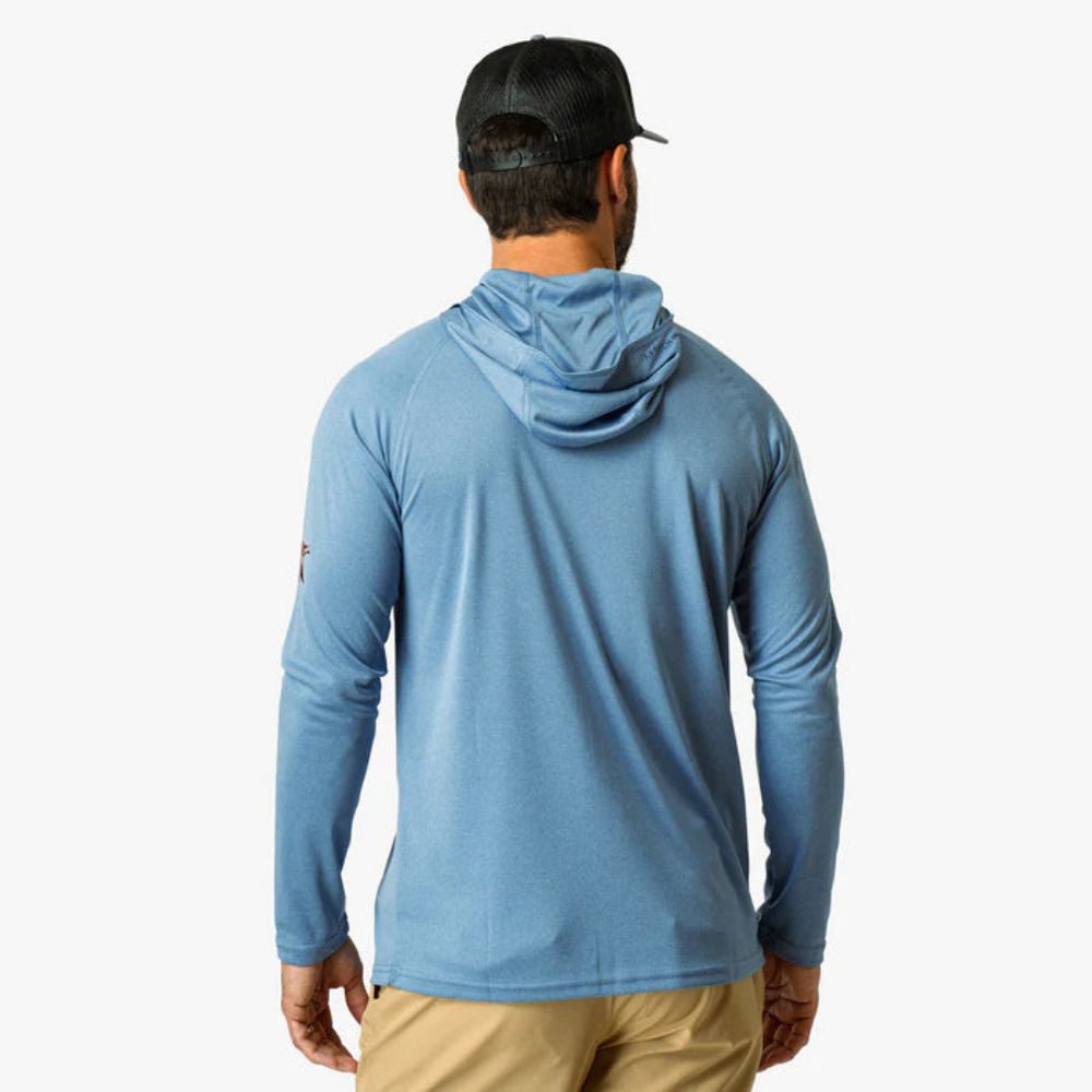 Aftco Jason Christie Hooded LS Performance Shirt - Blue Shadow Heather