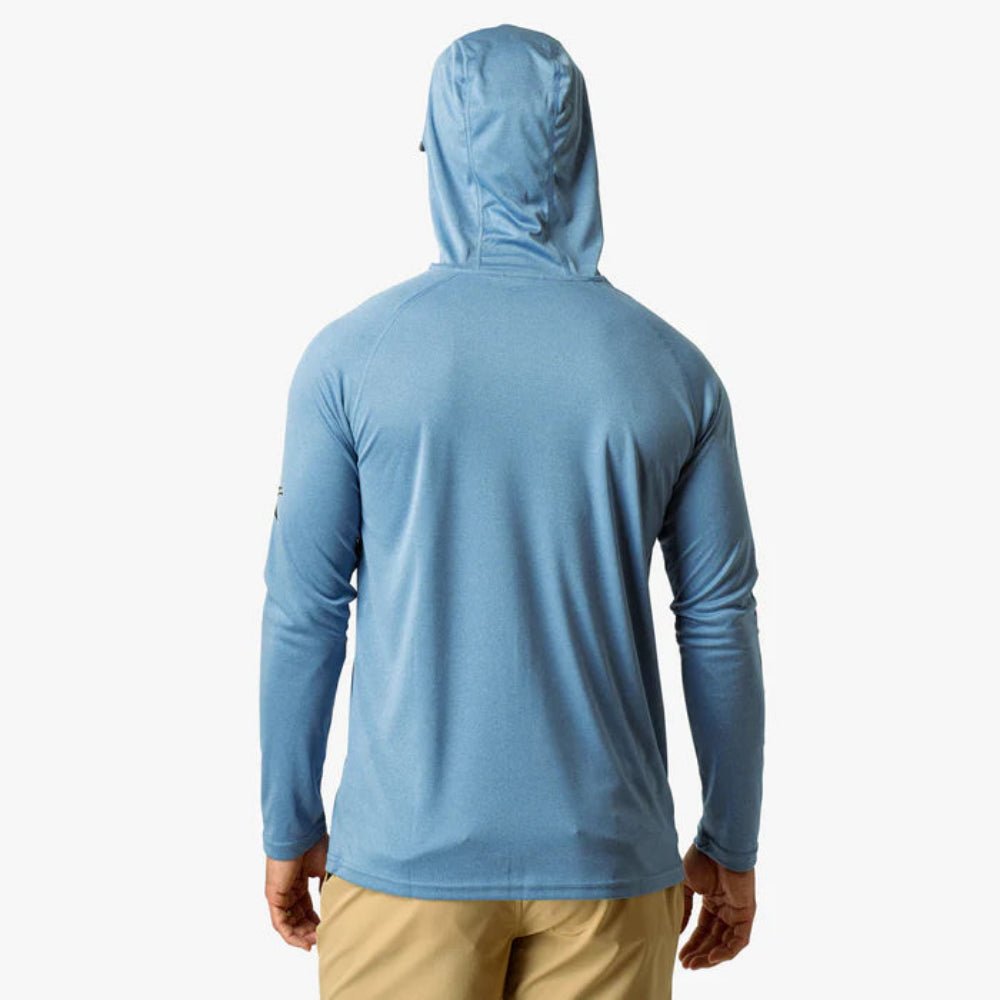 Aftco Jason Christie Hooded LS Performance Shirt - Blue Shadow Heather