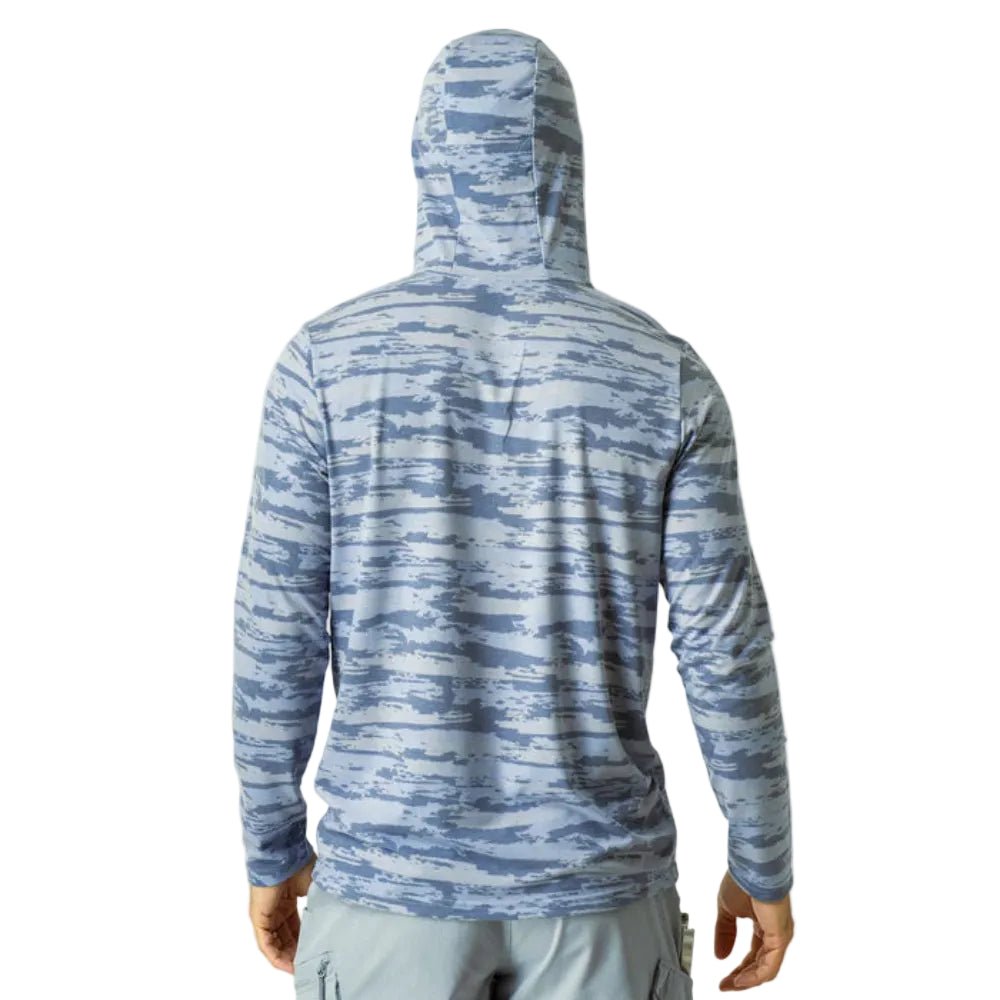 Aftco Ocean Bound Hooded Performance Shirt - Blue Shoreline Camo
