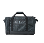 Black duffel bag with 'AFTCO' logo on a white background