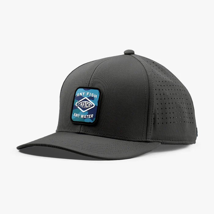 AFTCOAftco Flippin Tech Hat - HatsGray cap with a blue patch on a white backgroundMC3026 - CHR