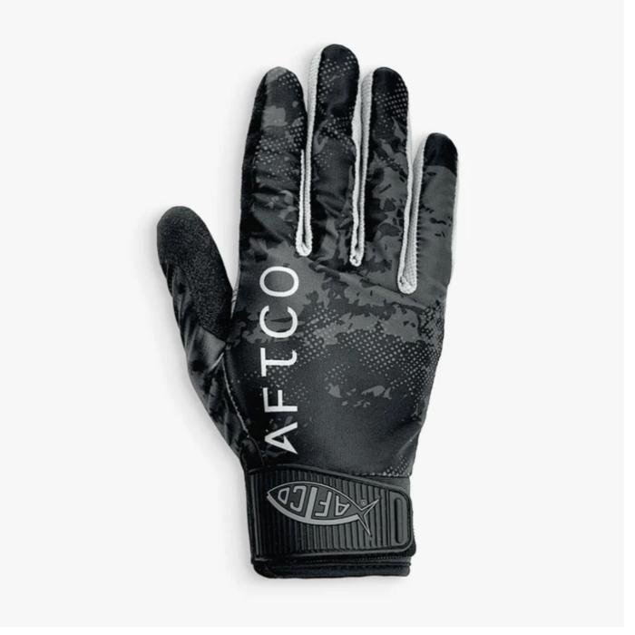 AFTCO JigPro Jigging GlovesMedium Black Storm Camo