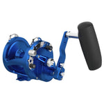 AvetAvet HXW 5/2 Raptor Plus Non - MC 2 Speed Reels - Conventional Lever Drag ReelsBlue fishing reel with a black handle on a white backgroundHXW5/2RAP - PLUS - BLUE