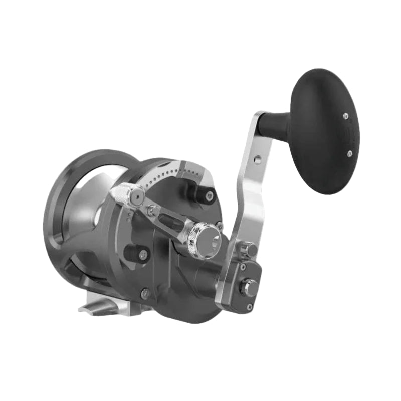 AvetAvet JX 6/3 Raptor MC Plus 2 Speed Reels - Conventional Lever Drag ReelsFishing reel with a black handle on a white backgroundJX6/3RAPMC - PLUS - GM