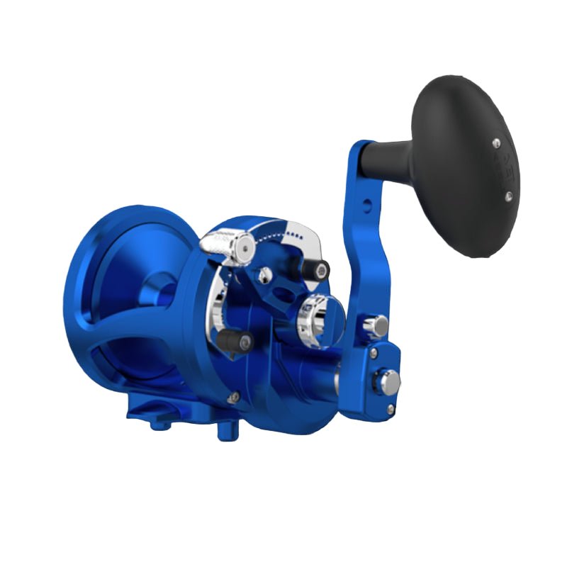 AvetAvet MXL 6/3 Raptor Plus MC 2 Speed Reels - Conventional Lever Drag ReelsBlue fishing reel with black handle on a transparent backgroundMXL6/3RAPMC - PLUS - BLU