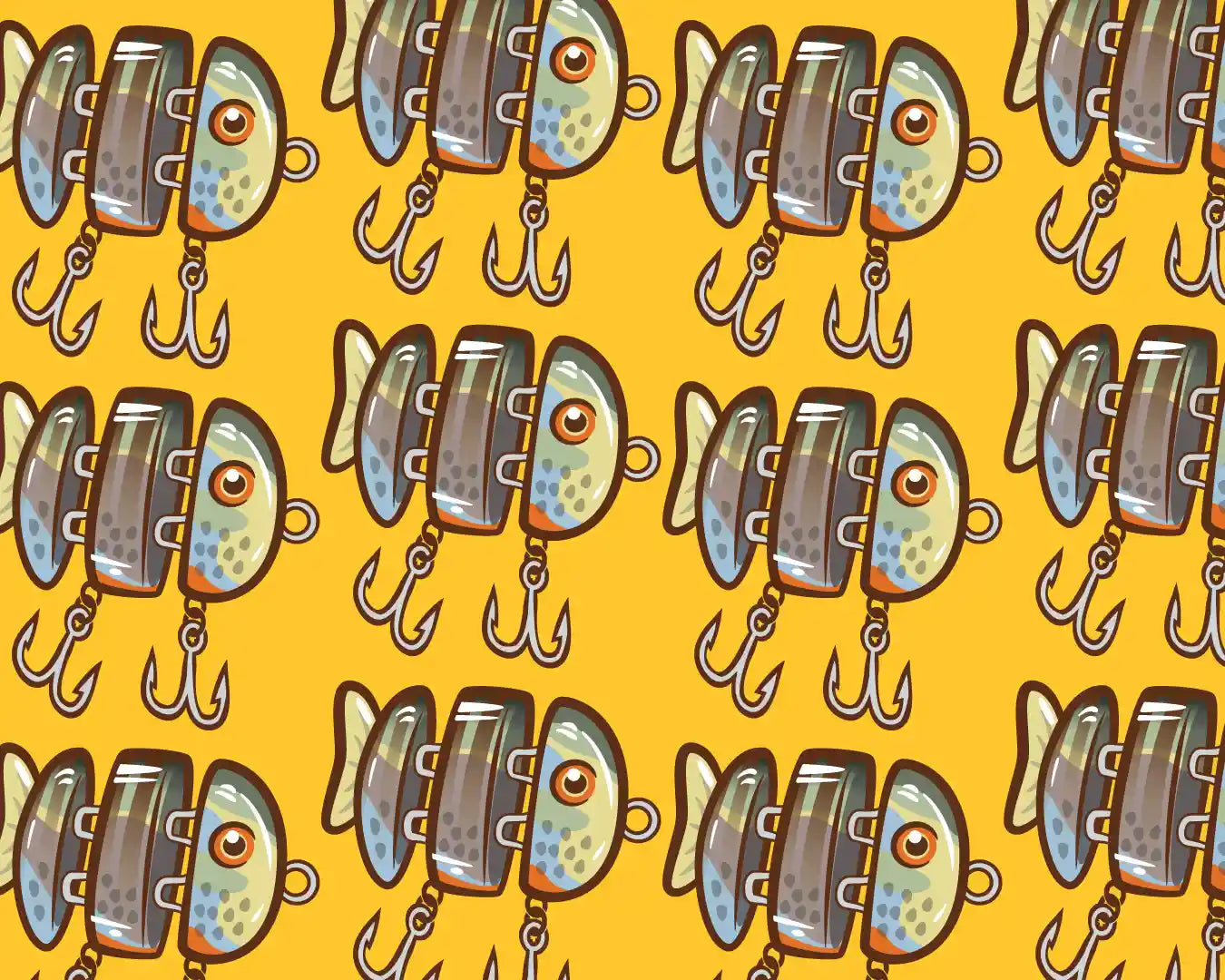 illustration of bluegill jointed swimbait on a yellow background