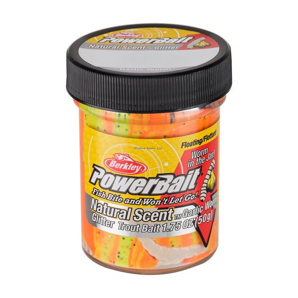 BerkleyBerkley Powerbait Trout Bait 1.75oz Jar - Dough BaitsTequila Fire Garlic Worm1522042