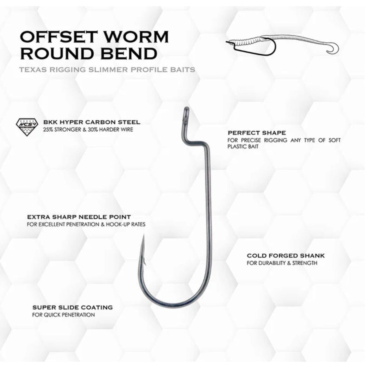 BKKBKK Armor Point Offset Worm Round Bend Hooks - Single HooksBKK Armor Point Offset Worm Round Bend HooksA - EW - 8303