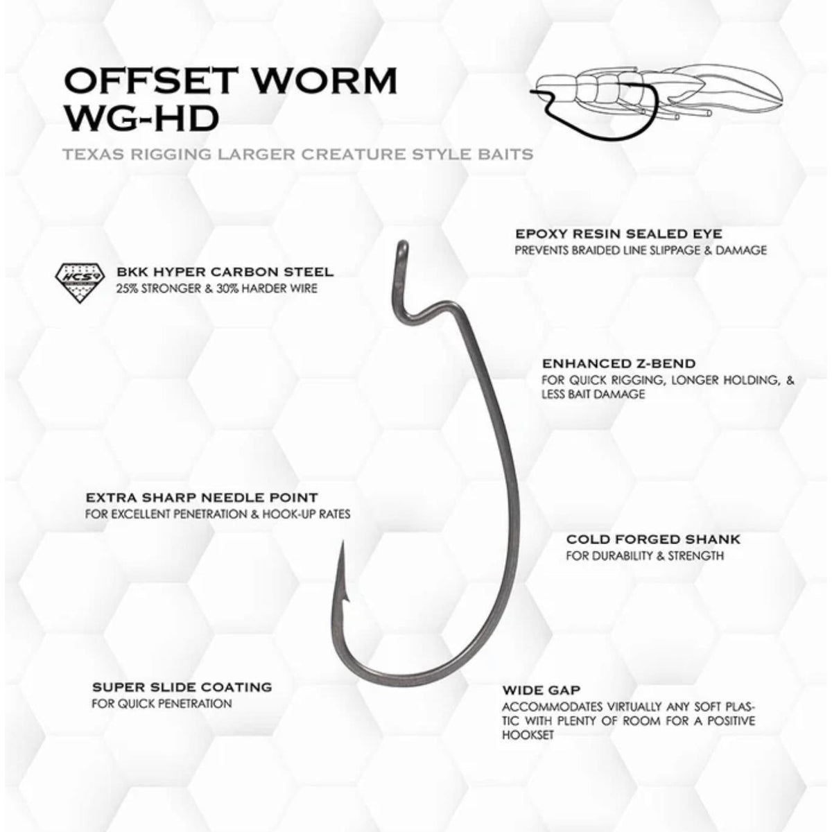 BKKBKK Armor Point Offset Worm Wide Gap - HD - Single HooksBKK Armor Point Offset Worm WG - HDA - EW - 8114