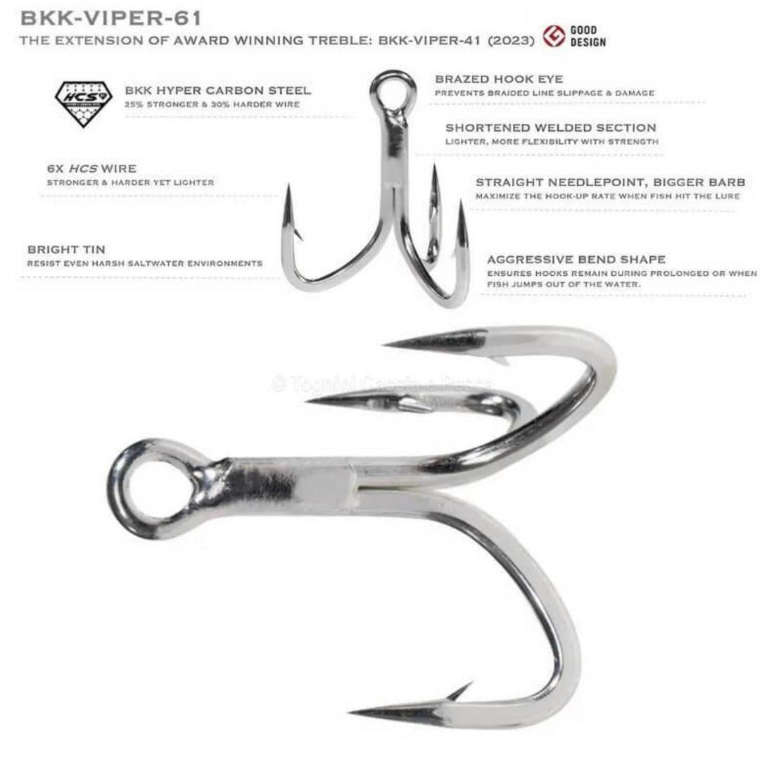 barbed wire fish hook BKK Viper 61 Treble Hooks