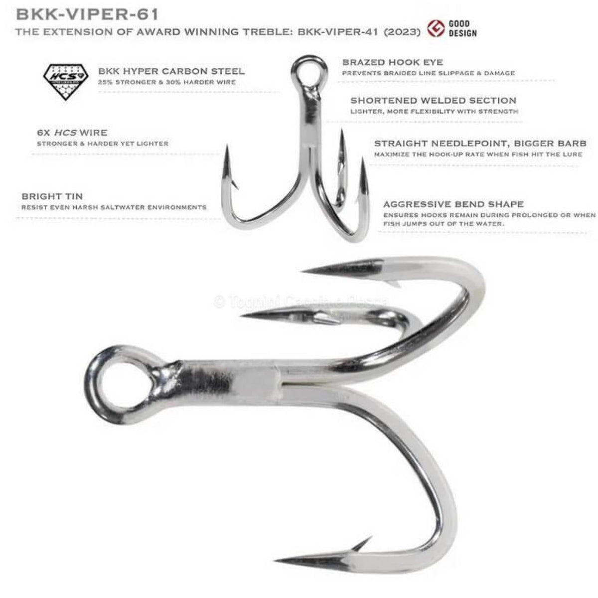 b10 fishing hooks BKK Viper 61 Treble Hooks