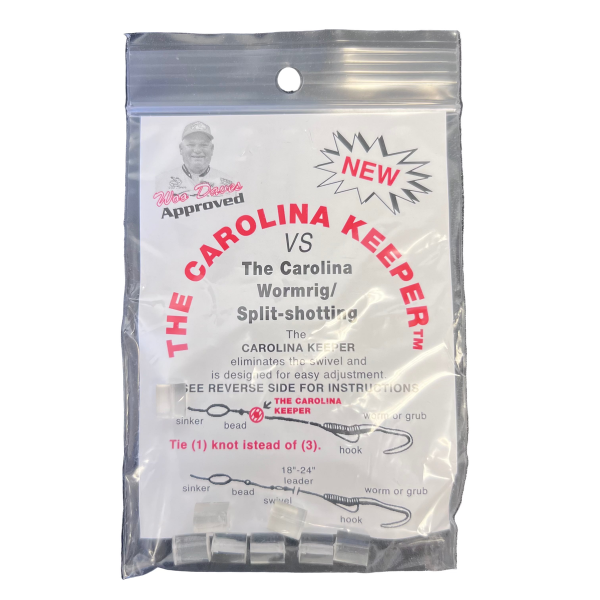 Packaged product labeled 'The Carolina Keeper' on a dark background