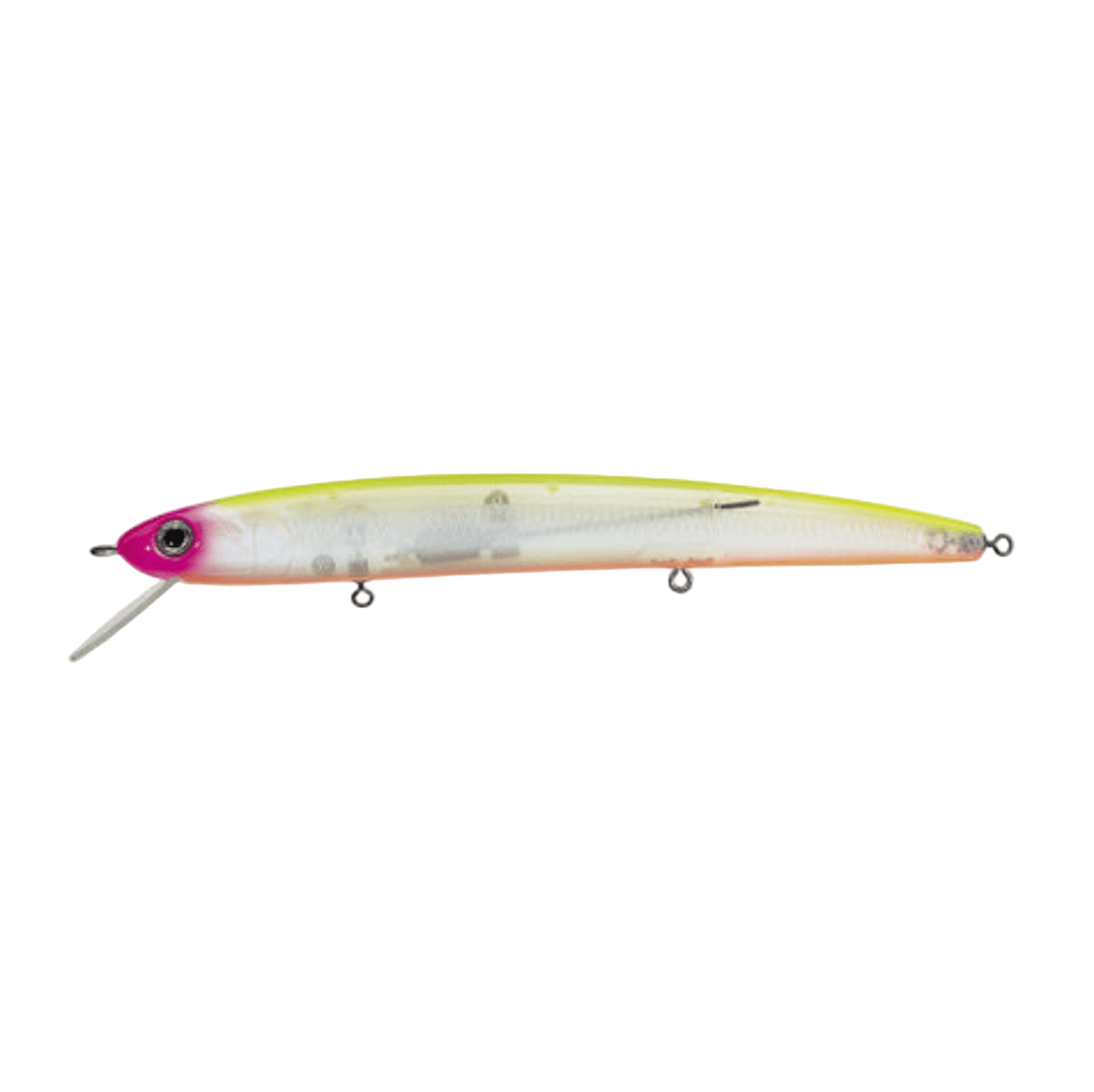 DaiwaDaiwa HMKL Minnow Steez Custom 137SP - JerkbaitFishing lure with pink and yellow body on a white backgroundHM137SPK5
