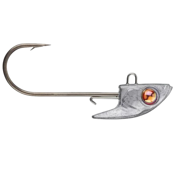 Fishing hook with a red eye on a white background