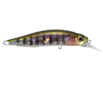 Fishing lure with metallic finish on a white background