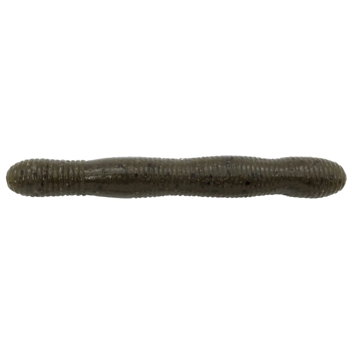 Dark-colored fishing lure on a white background