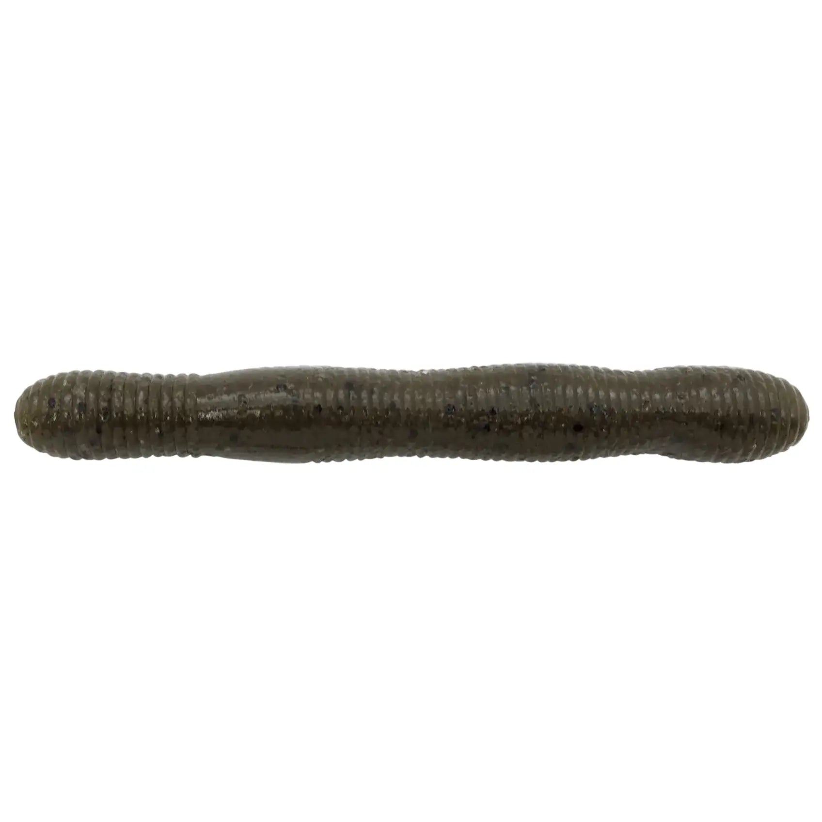 Dark-colored fishing lure on a white background
