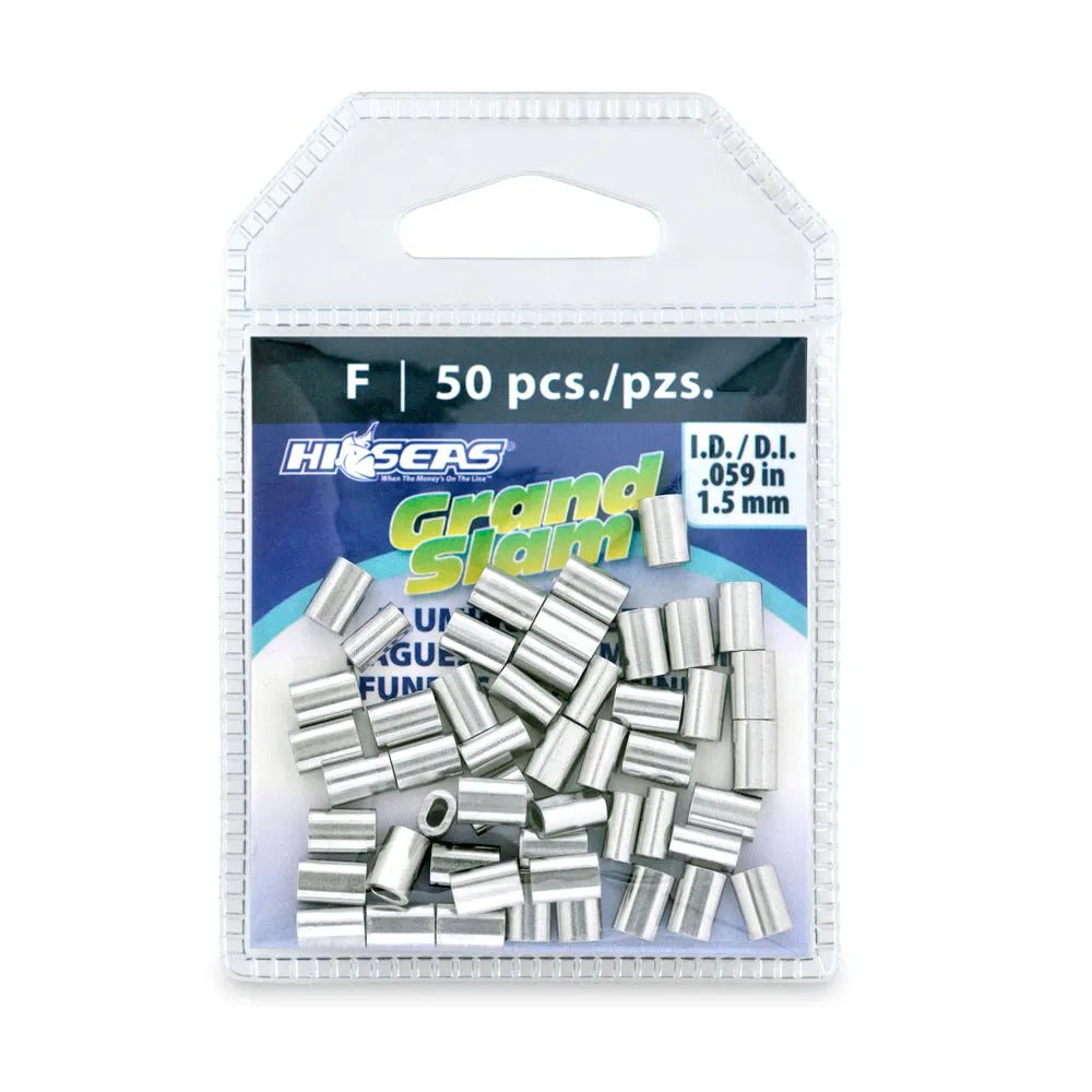 Hi - Seas Grand Slam Aluminum Sleeves - Premium Monofilament Crimps