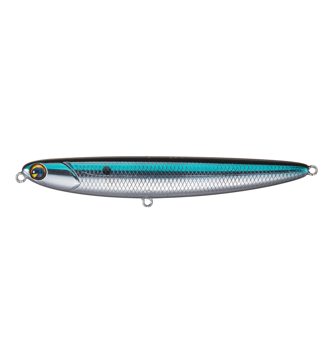 ImaIma Skimmer 110 Topwater Lure - TopwaterFishing lure with a blue and silver design on a white backgroundISK130