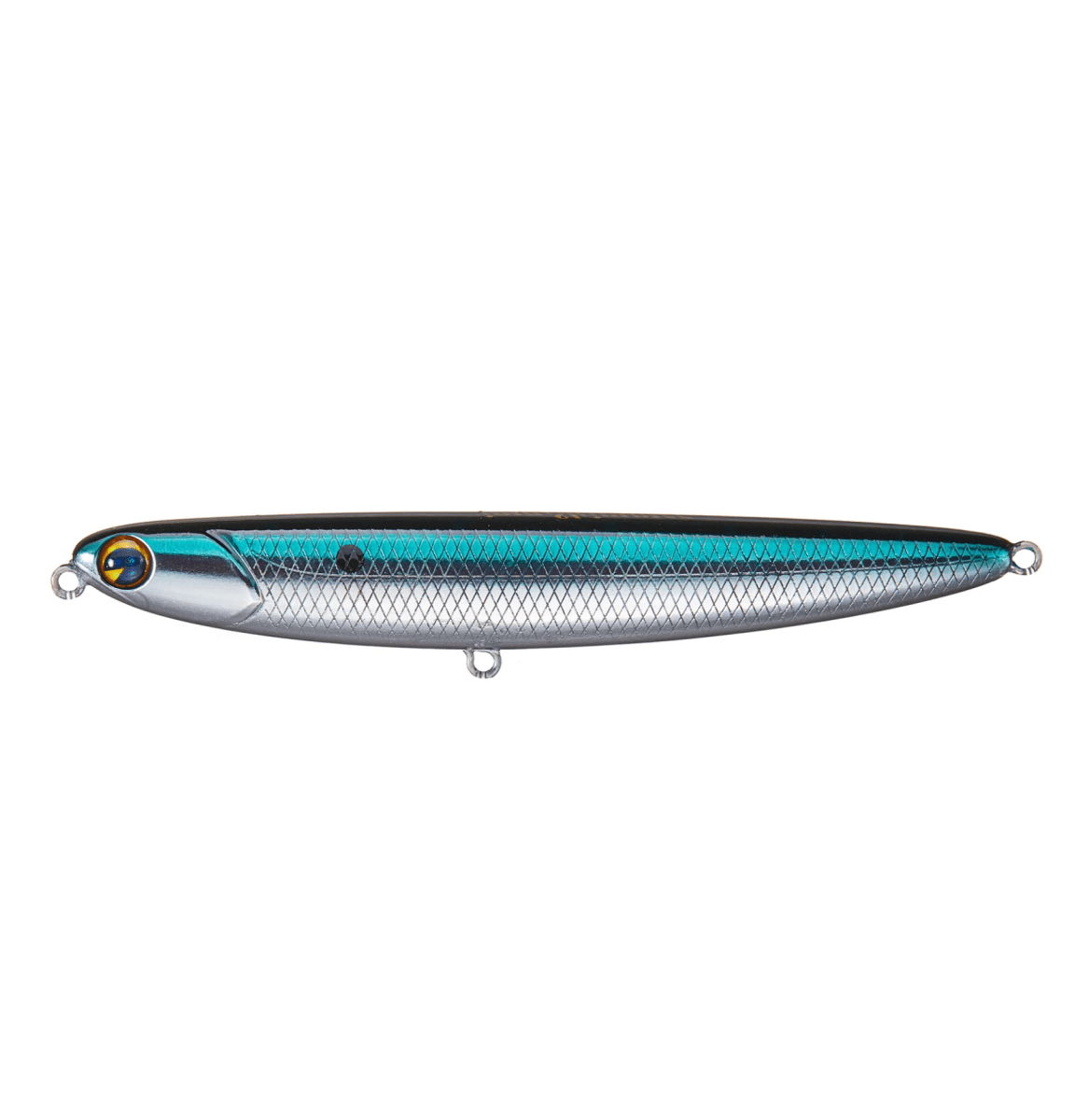 ImaIma Skimmer 110 Topwater Lure - TopwaterFishing lure with a blue and silver design on a white backgroundISK130