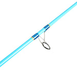 Blue fishing rod with a white background