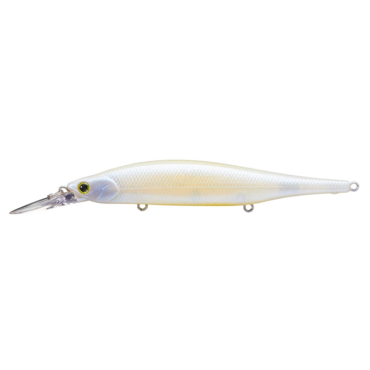 A 4.5-inch French Pearl OB soft plastic fishing lure shown against a white background, with text identifying the model and weight below.