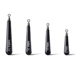 NakoNako Skinny Free Rig Tungsten Weights - Tungsten WeightsFour black fishing sinkers with 'nako' branding on a white backgroundWSFR1 - 2 - 5P