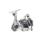 Spinning fishing reel on a white background