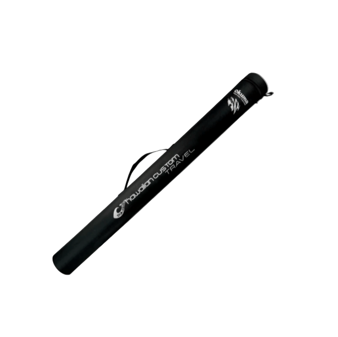 OkumaOkuma Hawaiian Custom Surf Travel Rod - Saltwater Spinning Rodswhite background black caseHWA - S - 903MB