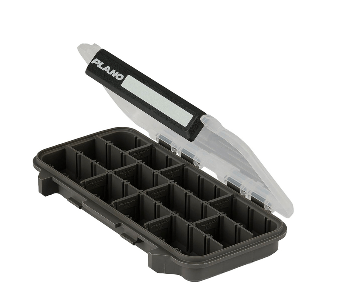 PlanoPlano StowAway Standard Utility Box - Tackle BoxesBlack tackle box with a clear lid featuring the Plano logo on a white backgroundPLASTOW3500STD