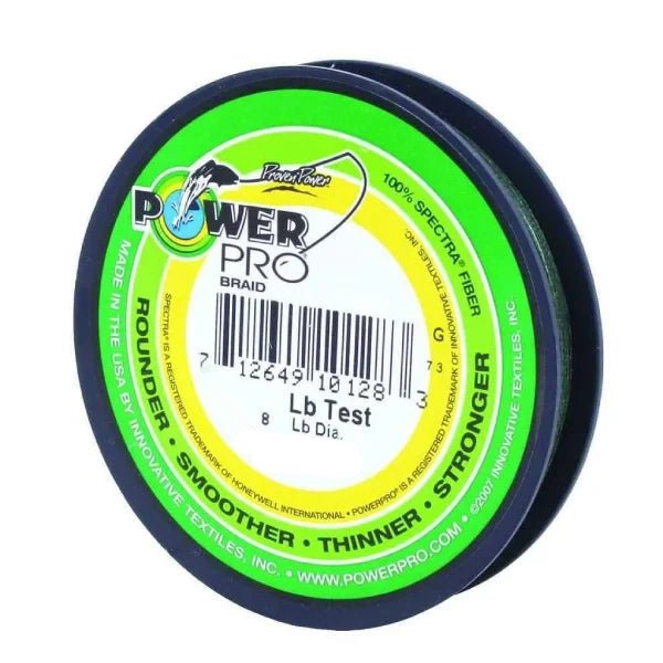 Power ProPower Pro Spectra Braided Line Moss Green 300 yards - LineSpool of Power Pro braid fishing line with green and yellow label on a white backgroundPOW128