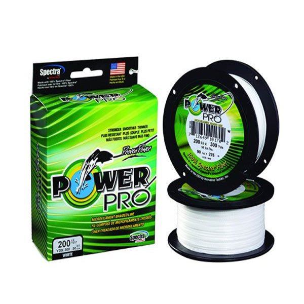 Power ProPower Pro Spectra Braided Line White 500 Yards - LinePower Pro fishing line packaging and spools on a white background21100400500W