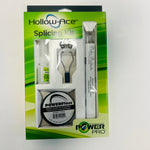 Hollow-Ace Splicing Kit by Power Pro, containing a splicer tool, adhesive spray, and PowerFloss tubing, packaged in a green and white cardboard box.