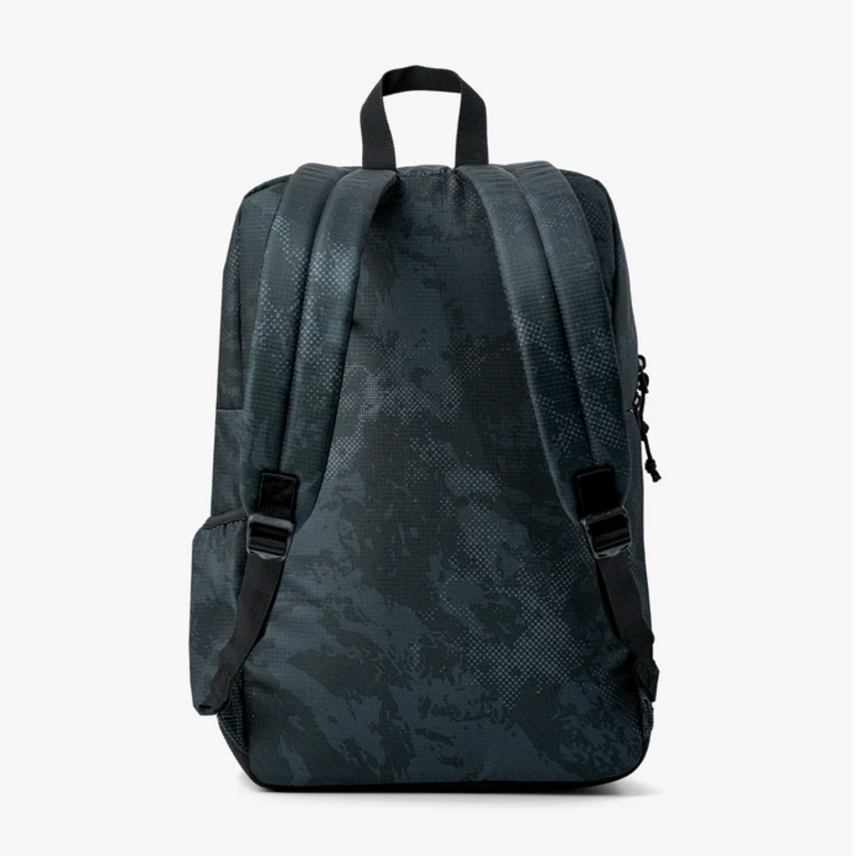 Black backpack on a white background